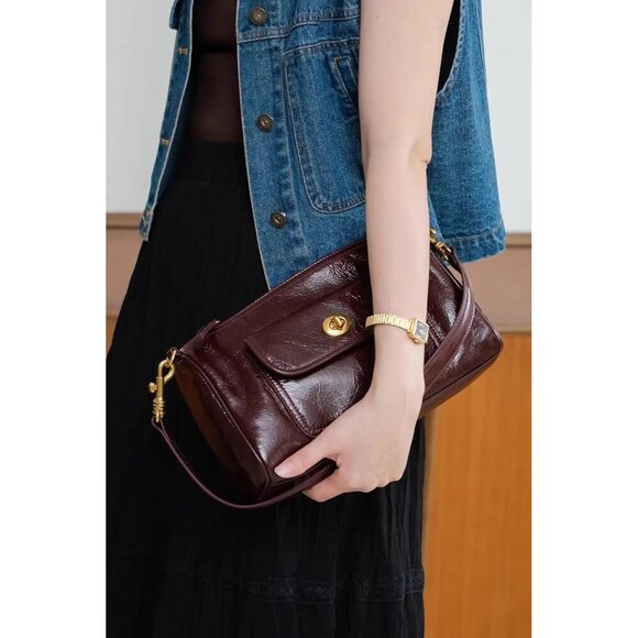 Women's Stylish Genuine Leather Shoulder Bag with Two Strap - Picture 2 of 8